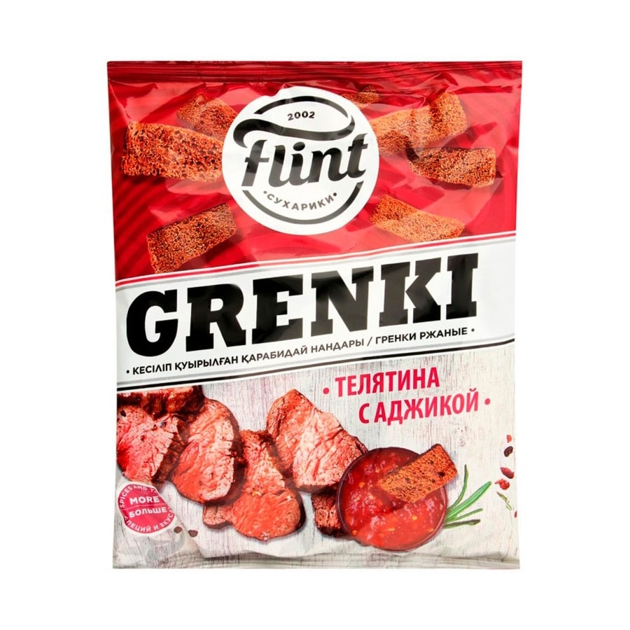 Сухарики Flint Grenki телятина с аджикой 100 г.